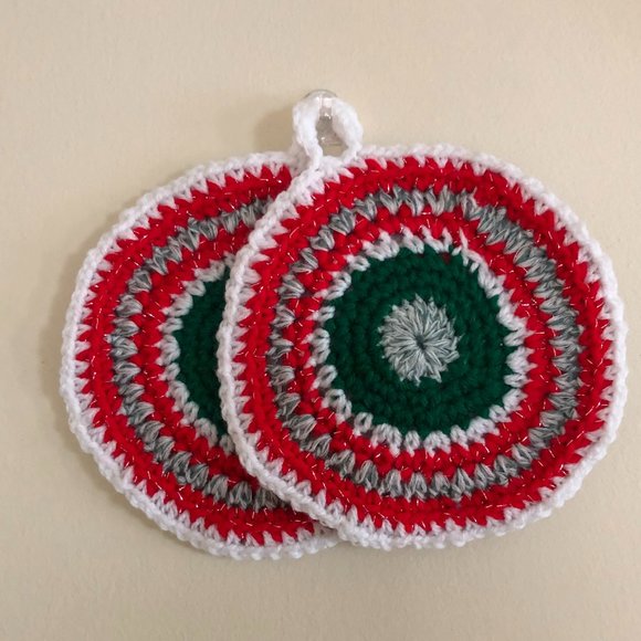 Crochet Pot Holders, Crochet Trivet, Valentine Gift Under 15, Handmade Placemat - Picture 7 of 10